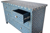 Maaya Bone Inlay Chest of Drawer Sideboard Blue